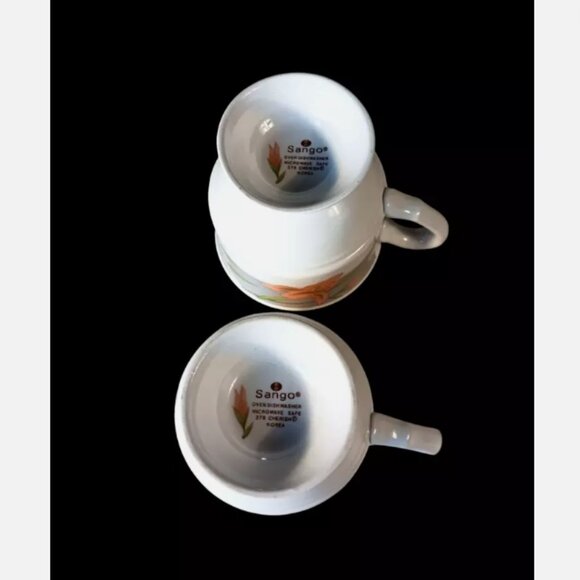 2 Sango Footed Ceramic Coffee Tea Cup Mug Floral Memories 378 Cherish from Korea - Picture 10 of 12